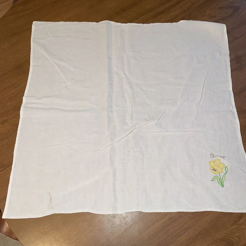 Vintage Lot Dish Cloths For Cutting Painted Flowers Cotton Stained Crafts Sewing